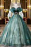 Green Ball Gown Tulle Off Shoulder Sweet 16 Dresses Green Evening Dresses prom Dresses shops