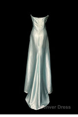 Green Bodycon Dresses Strapless Satin Long Prom Dresses Simple Evening Dresses