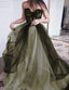 Green Color Sweetheart Neck Long Prom Dress