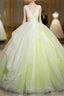Green Deep V-neck Lace Quinceanera Dresses