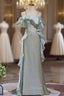 Green Flash Fabric Mermaid Spaghetti Straps Prom Dresses