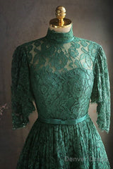 Green Lace Short Prom Dress Green Lace Homecoming Dress