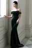 Green Mermaid Velvet Long Wedding Prom Dress, Green Velvet Sweetheart Prom Dresses