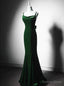 Green Mermaid Velvet Spaghetti Straps Prom Dresses