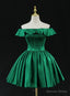 Green Satin Short Homecoming Dress Prom Dress, Green Party Dress Formal Dresses