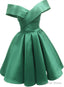 Green Satin Sweetheart Off Shoulder Satin Prom Dress, Green Homecoming Dress Prom Dresses
