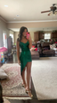 Green Sheath Short Homecoming Dresses