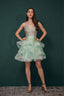 Short A Line V Neck Tiered Shiny Beads Crystal Homecoming Dresses