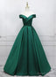 Green Simple Satin Off Shoulder Long Prom Dress Prom Dress, Green Prom Dresses