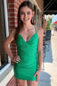 Green Spaghetti Straps Homecoming Dresses with Beading