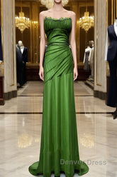 Green Straps Lace-Up Formal Dresses Evening Dresses, Green Spandex Prom Dresses
