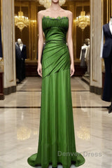 Green Straps Lace-Up Formal Dresses Evening Dresses, Green Spandex Prom Dresses