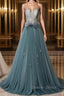 Green sweetheart tulle lace long prom Dress green Prom Dresses