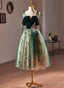Green Tulle Knee Length Straps Homecoming Dress, Green Homecoming Dresses