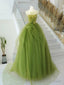 Green Tulle Long Prom Gowns, Green Tulle Long Prom Dresses