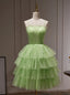 Green Tulle Sequins Straps Homecoming Dresses
