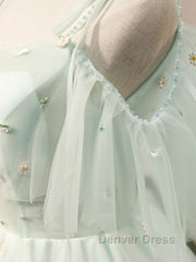 Green tulle short prom Dresses, green tulle homecoming Dresses