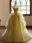 Green Tulle Spaghetti Straps Pleats Prom Dresses