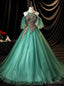 Green Tulle Straps Beading Quinceanera Dresses