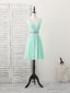 Green V Neck Chiffon Short Prom Dress, Green Homecoming Dresses