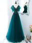 Green V Neck Sequin Beads Long Prom Dress, Green Prom Bridesmaid Dresses