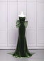 Green Velvet Straps Low Back Prom Dress, Green Velvet Prom Dresses