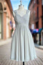 Grey A Line Pleated Chiffon Bridesmaid Dresses