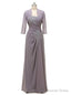 Grey One Shoulder Chiffon With Jacket Mother Of The Bride Dresses