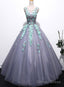 Grey Tulle Round Floor Length Gorgeous Sweet 16 Dresses, Princess Party Dress, Formal Gowns
