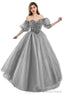 Grey Tulle Sequins Sweetheart Prom Dress Spaghetti Straps Prom Quinceanera Dresses