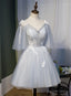Grey V Neckline Straps Knee Length Homecoming Dress, Grey Short Prom Dresses