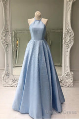 Halter High Neck Floor-Length Beading Prom/Evening Dresses