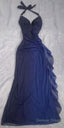 Halter Neck Dark Blue Mermaid Long Prom Dresses