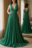 Halter V Neck Backless Emerald Green Satin Long Prom Dress, Backless Emerald Green Prom Graduation Prom Dresses