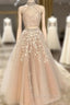 High Neck Open Back Tulle Prom Dresses Two Piece Quinceanera Dresses Ball Gowns