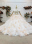 High Quality Champagne Ball Gowns Tulle Spagehtti Straps Appliques Beaidng Wedding Dresses