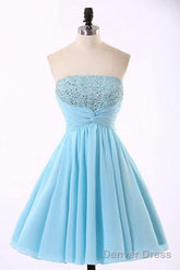 High Quality Chiffon Light Blue Homecoming Dresses
