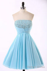 High Quality Chiffon Light Blue Homecoming Dresses