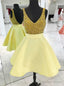 High quality Sparkly Sequins Short Gold Homecoming Dress Prom Dresses