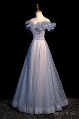 High Quality Tulle Long Prom Dress with Beaded, A-Line Evening Party Dress