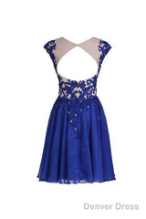 Homecoming Dress With Applique Open Back Short Prom Dress