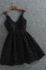 Homecoming Dresses Lace Short V Neck Aline