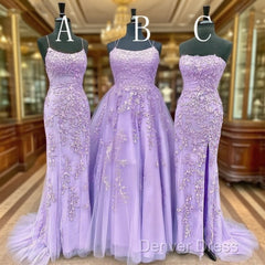 Hot Lace Violet Purple Lace Prom Dresses Sleeveless Long School Dance Dresses