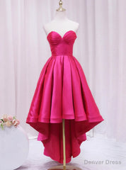Hot Pink Satin Strapless Prom Dress