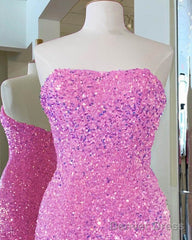 Hot Pink Iridescent Sequin Mini Bodycon Dress