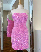 Hot Pink Iridescent Sequin Mini Bodycon Dress