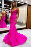 Hot Pink Sequined Spaghetti Straps Prom Dresses