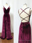 Hot Sheath Velvet Prom Dress Burgundy Wedding Guest Dresses With Split