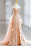 Hot Shiny A Line Spaghetti Straps Sleeveless Sequin Tulle Long Prom Dresses