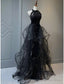 A Line Prom Black Dress Vintage Dresses Wedding Prom Birthday Sweep